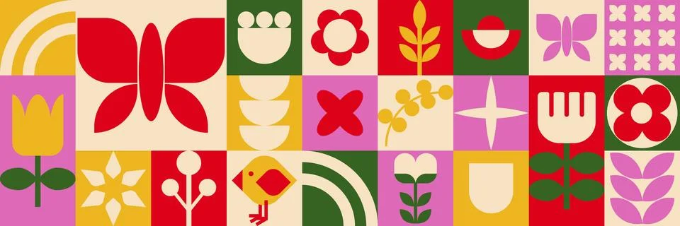 Spring flower geometric background. Vector abstract shapes Illustrazione stock