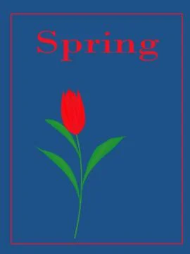 Spring flower landscape. Spring blooming spring flowers against blue backgrou Stock Illustration