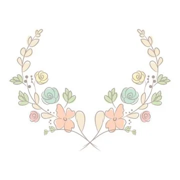 Spring flower laurel branches. Hand drawn design elements. イラスト素材