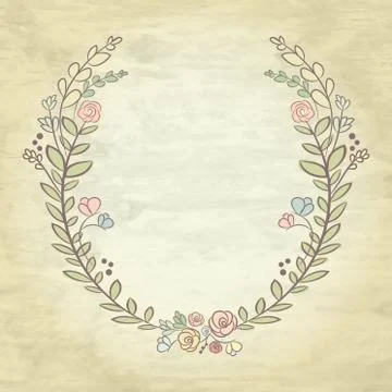 Spring flower laurel branches. Hand drawn design elements. Vector textured ba Stock Illustration