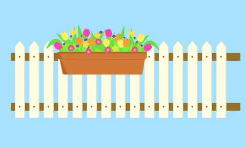 Spring flower in long pot Stock Illustration