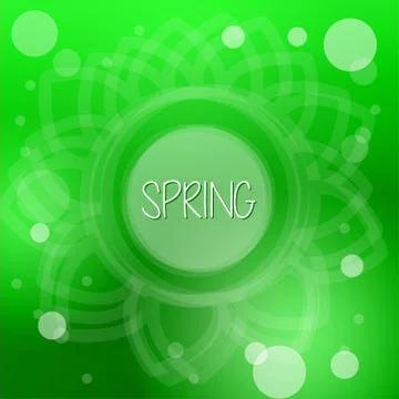 Spring in flower over green background with white dots Stock Illustration