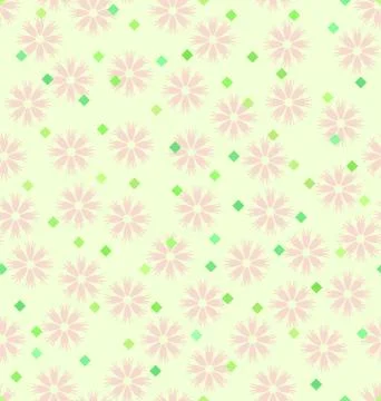 Spring flower pattern with diamonds. Seamless vector background Illustrazione stock