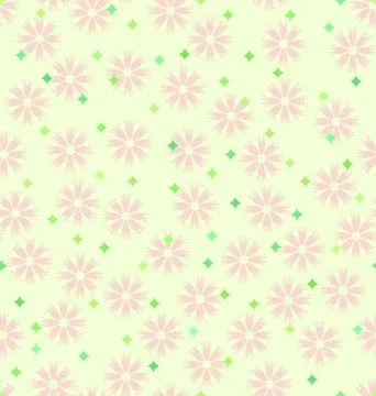 Spring flower pattern with stars. Seamless vector background Stock Illustration