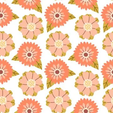 Spring flower pattern on white background. Flower flat pattern. Flower Stock Illustration