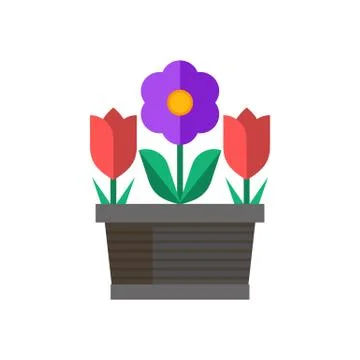 Spring Flower Pot Icon Stock Illustration