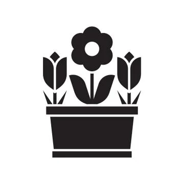Spring Flower Pot Icon Stock Illustration