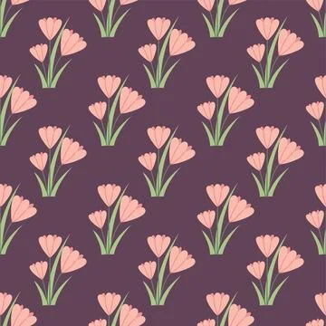 Spring flower seamless pattern. Cute hand drawn pink blossom vector illustration Illustration