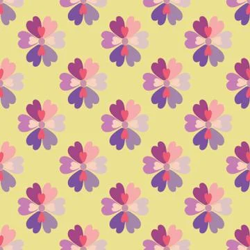 Spring flower seamless pattern vector on khaki background Illustrazione stock