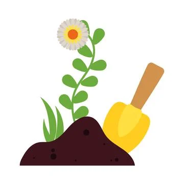 Spring flower with shovel Illustration