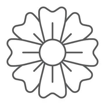 Spring flower thin line icon, floral and plant, blossom sign, vector graphics, a Stock Illustration