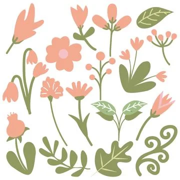 Spring Flower Vector Elements design set Stock Illustration