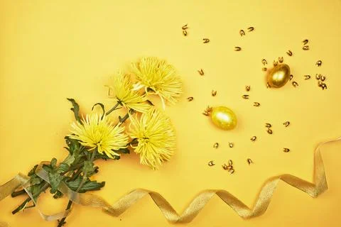 Spring flowers and Easter eggs Stock Photos