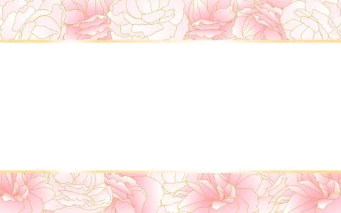 Spring flowers and plants, framed above and below by double cherry blossoms ( Ilustração Stock