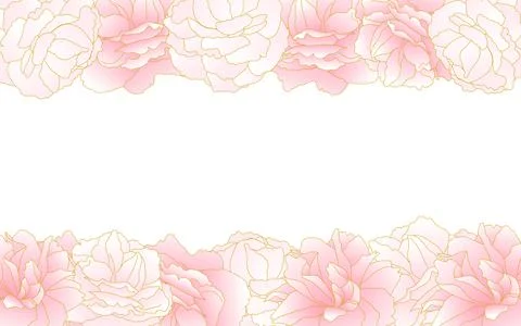 Spring flowers and plants, framed above and below by double cherry blossoms ( Ilustração Stock