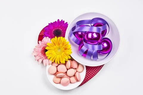 Spring flowers and sweets Stock Photos