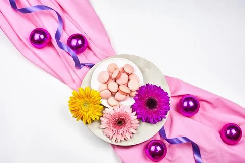Spring flowers and sweets Stock Photos