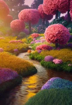 Spring flowers and trees Stock-Illustration