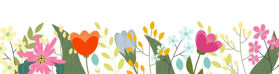 Spring flowers background. Flat design Stock-Illustration