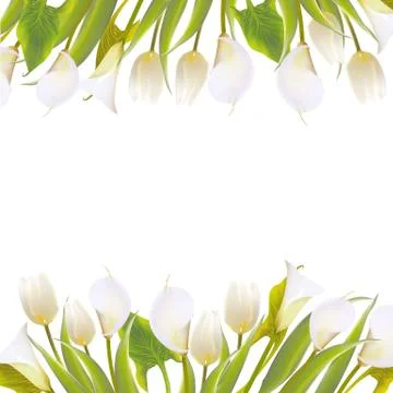 Spring flowers backround with text lettering. Stock Illustration