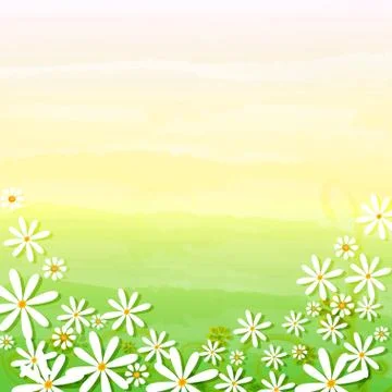 Spring flowers in beige green background Stock Illustration