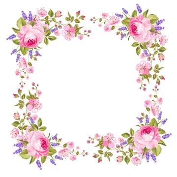 Spring flowers border Stock Illustration