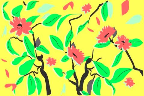 Spring flowers in bright colors. Vector image, neon combination Illustrazione stock