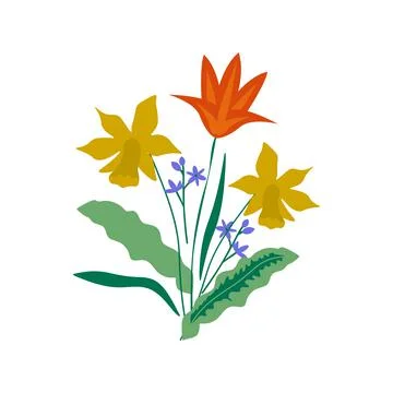 Spring flowers bunch Stock Illustration