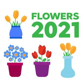 Spring flowers. Cute vector spring flowers icons. Simple flowers vector Stock Illustration