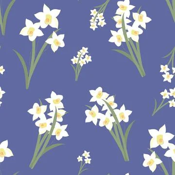 Spring flowers daffodils pattern without background Stock Illustration