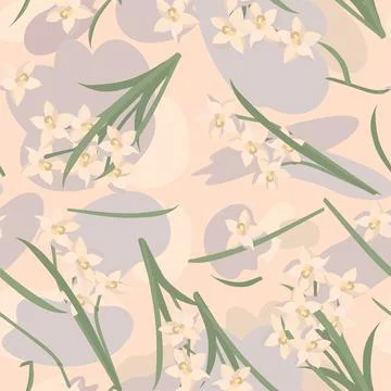Spring flowers daffodils pattern without background Stock Illustration