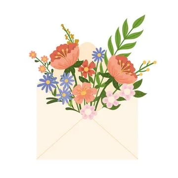 Spring flowers in an envelope Illustrazione stock