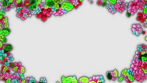 Spring Flowers Frame Loop Alpha Video stock 304413977