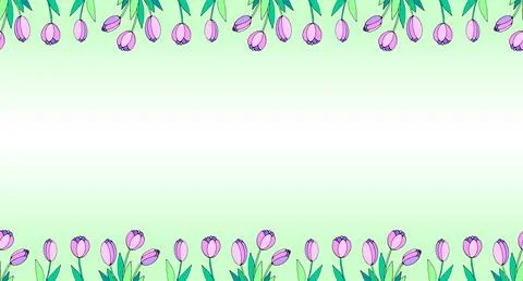 Spring flowers. Frame from pink tulips. Vector doodle hand drawn isolated. Ho Stock Illustration