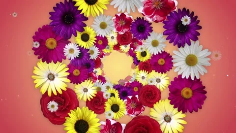 Spring Flowers Garland Background Видео 204145015