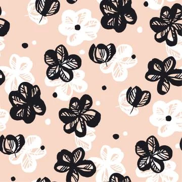 Spring flowers hand drawn seamless pattern Illustrazione stock