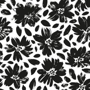 Spring flowers hand drawn vector seamless pattern. Stock Illustration