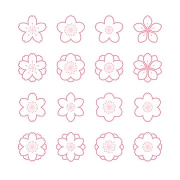 Spring flowers line design elements collection Stock Illustration