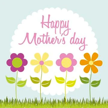 Spring flowers over blue background. vector illustration Stock Illustration