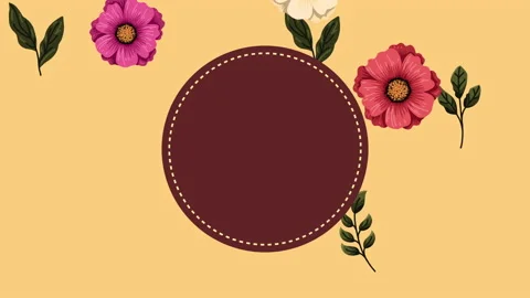 Spring flowers pattern in circular frame Stock Footage 176305685