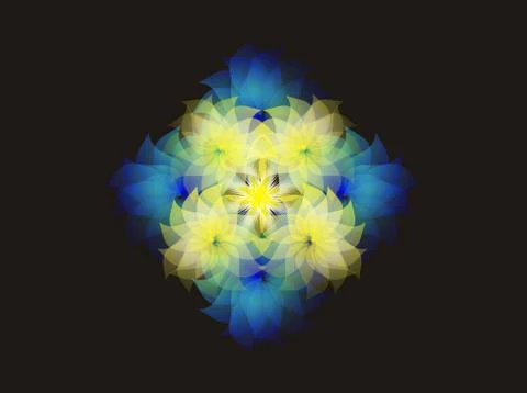 Spring flowers pattern, graphic floral motive on black background. Stockillustratie