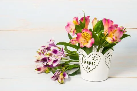 Spring flowers in pot Stock Photos