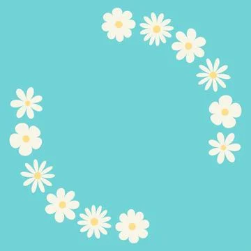 Spring flowers. Round shape frame. Vector template. Simple flat illustration 스톡 일러스트