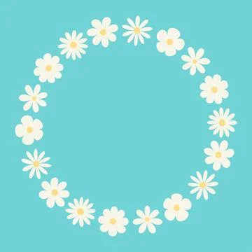 Spring flowers. Round shape frame. Vector template. Simple flat illustration 스톡 일러스트