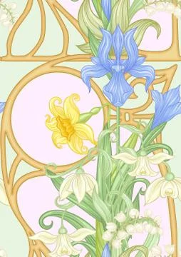 Spring flowers seamless pattern, background. 스톡 일러스트