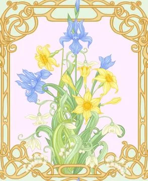 Spring flowers seamless pattern, background. Stock Illustration