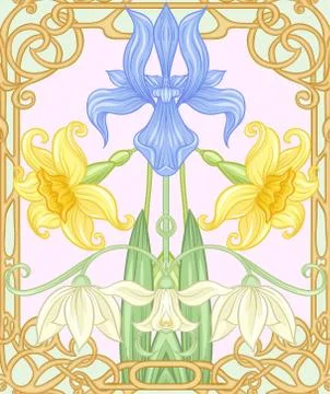 Spring flowers seamless pattern, background. Illustrazione stock