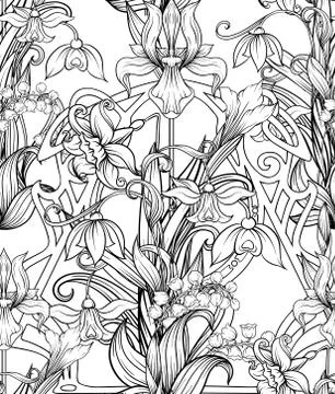 Spring flowers seamless pattern, background. Stock Illustration