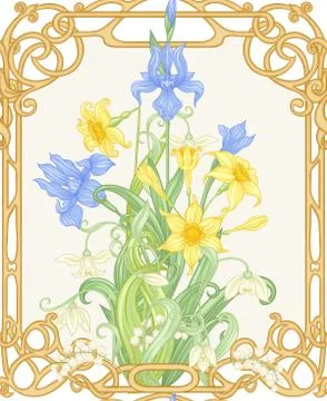 Spring flowers seamless pattern, background. Illustrazione stock