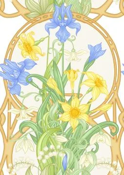 Spring flowers seamless pattern, background. Stock Illustration